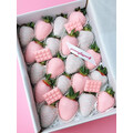 20pcs Pink & Purple with Mini Choc Bars Chocolate Strawberries Gift Box